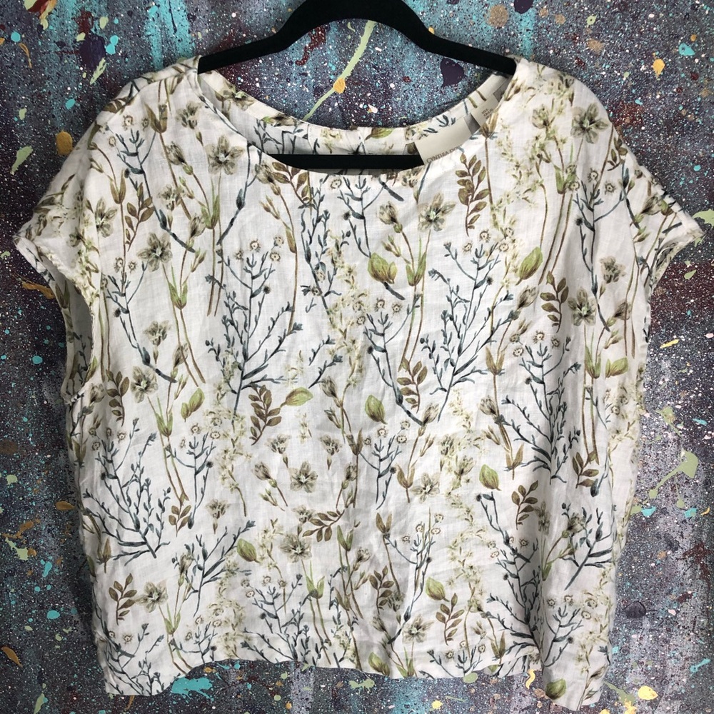 Cynthia Rowley Linen Floral Blouse